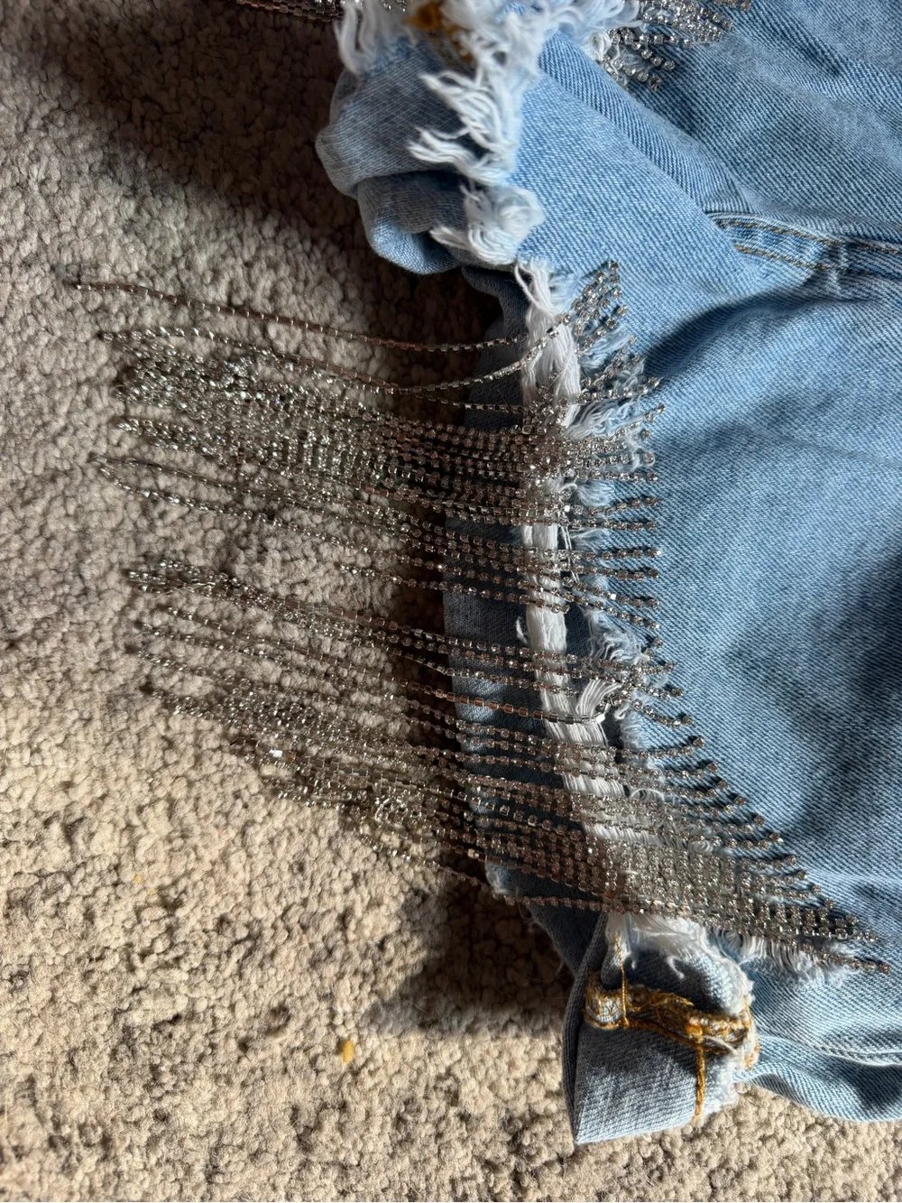 Forever 21 Light Blue Denim Shorts with Fringe Chain Detail